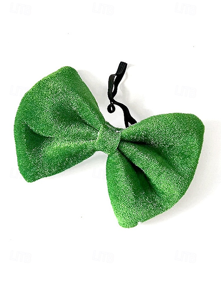 2026年 男性用聖パトリックの日のレプラコーンコスチュームアクセサリーセット、ポリエステル素材、バックル付きグリーンのトップハット、偽のひげ、蝶ネクタイとネクタイセット、パーティーや休日のお祝い  コレクション – $24.99 –P8