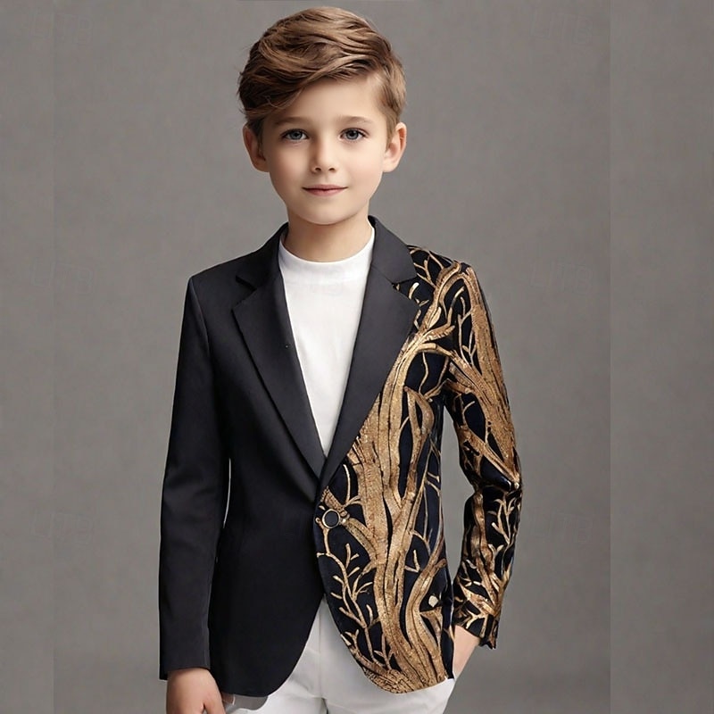 Kids Boys' Blazer Outerwear Sequin Tree Long Sleeve Pocket Buttons Coat Party Fashion Streetwear Cool Blue Red Purple Spring Fall 4-12 Years 2026 - $74.99 –P1