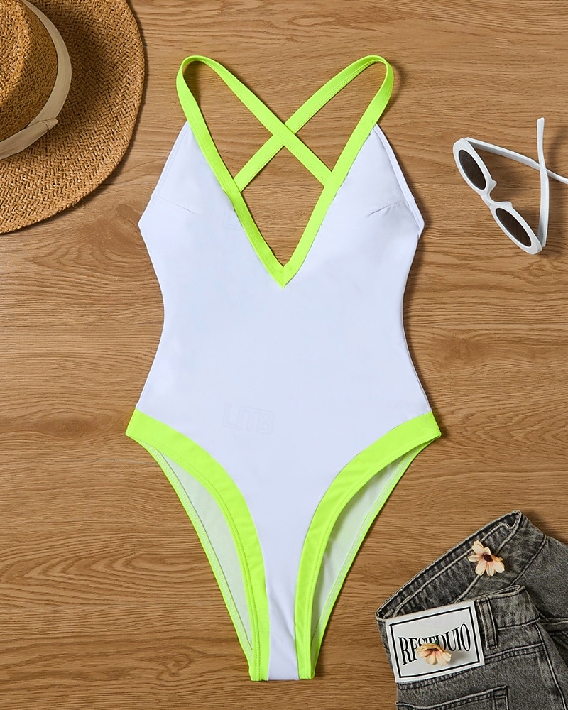 نسائي ملابس السباحة قطعة واحدة ملابس السباحة قطعة واحدة بملابس داخلية بقع بدون ظهر العطلة ملابس الشاطئ ألوان متناوبة يغرق بدون كم بدلة سباحة 2026 - $21.99 –P9