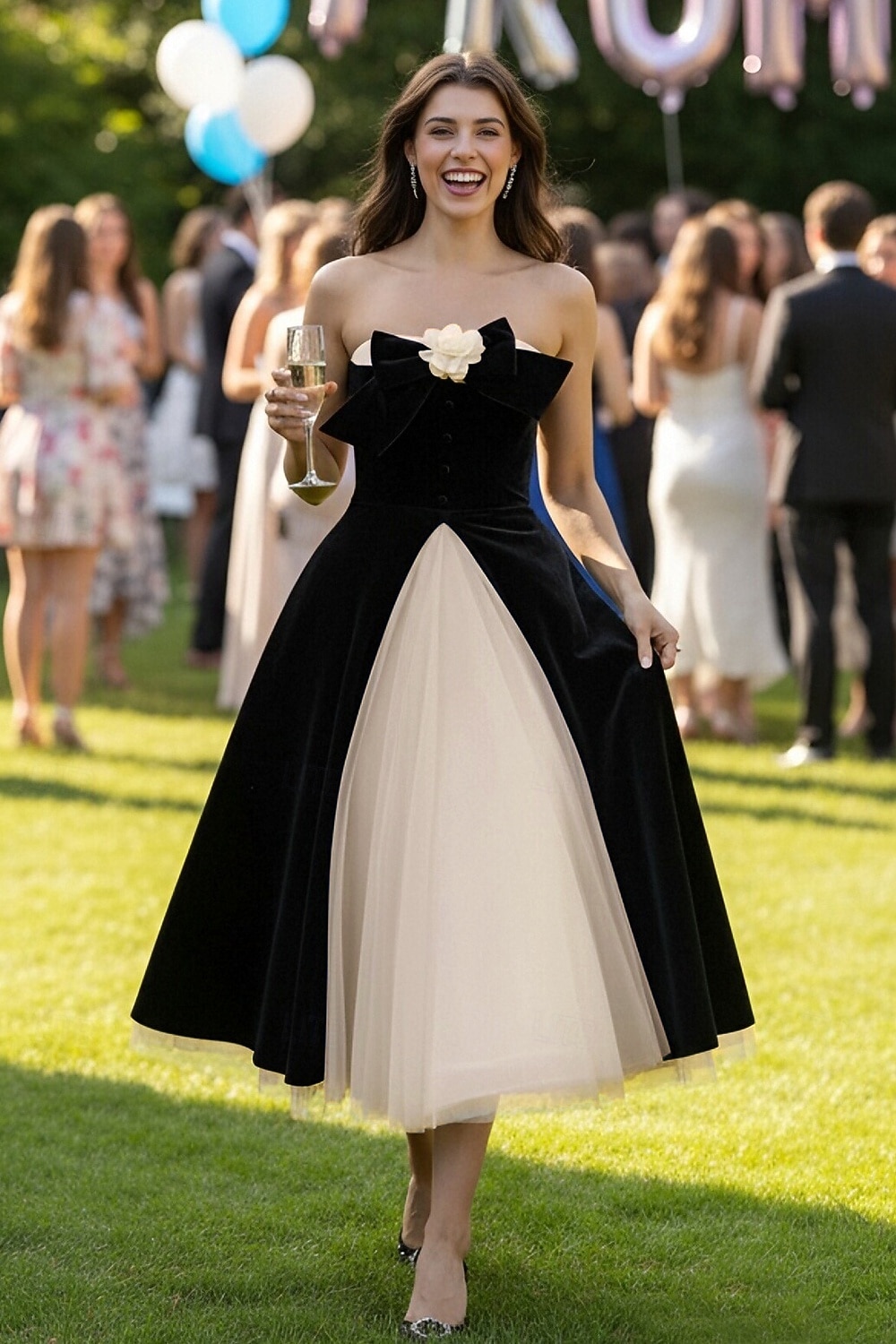 Linea ad A Lunghezza alla caviglia Lunghezza Tè Abito da Ballo Abito da Cocktail Abito da Cocktail Nero Abiti da Ballo Elegante Senza Maniche Senza Spalline Balli di fine anno Festa serale Tulle del 2026 a $172.99 –P1