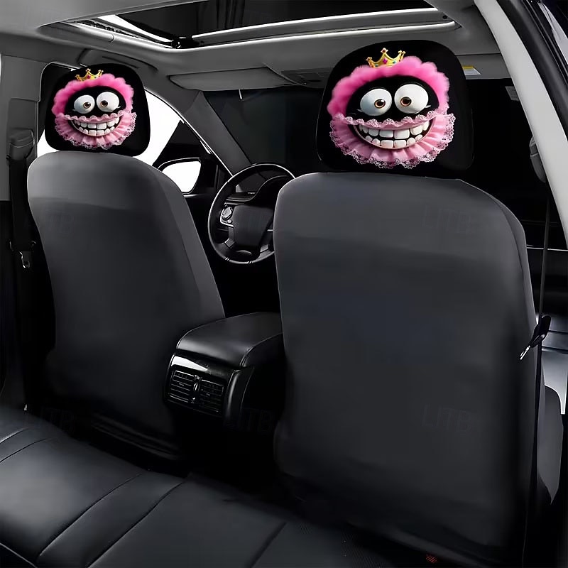 2 قطعة من أغطية مسند رأس السيارة المطبوعة عليها قبعة عيد الميلاد المدهشة، ديكور السيارة، بدون حشو، سهلة التركيب والغسل، مناسبة للسفر لمسافات طويلة لتخفيف التعب، ديكور سيارة مضحك مثالي 2026 - $9.49 –P9