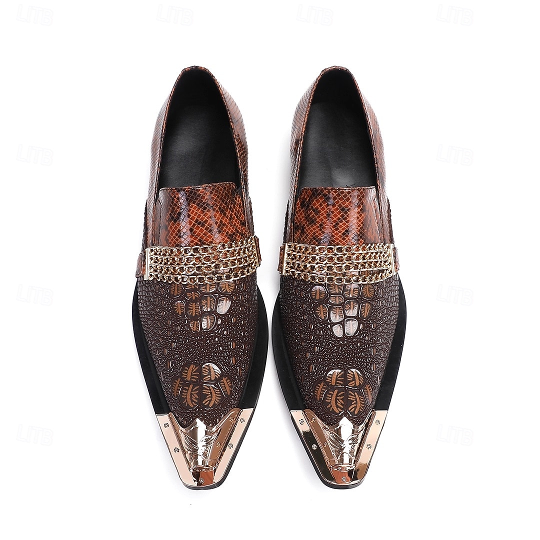 Herr Tofflor och Slip-Ons Formella skor Finskor Promenad Läder Italienskt fullkornigt kohud Bekväm Halksäker Loafers Röd Brun 2026 - $119.99 –P7