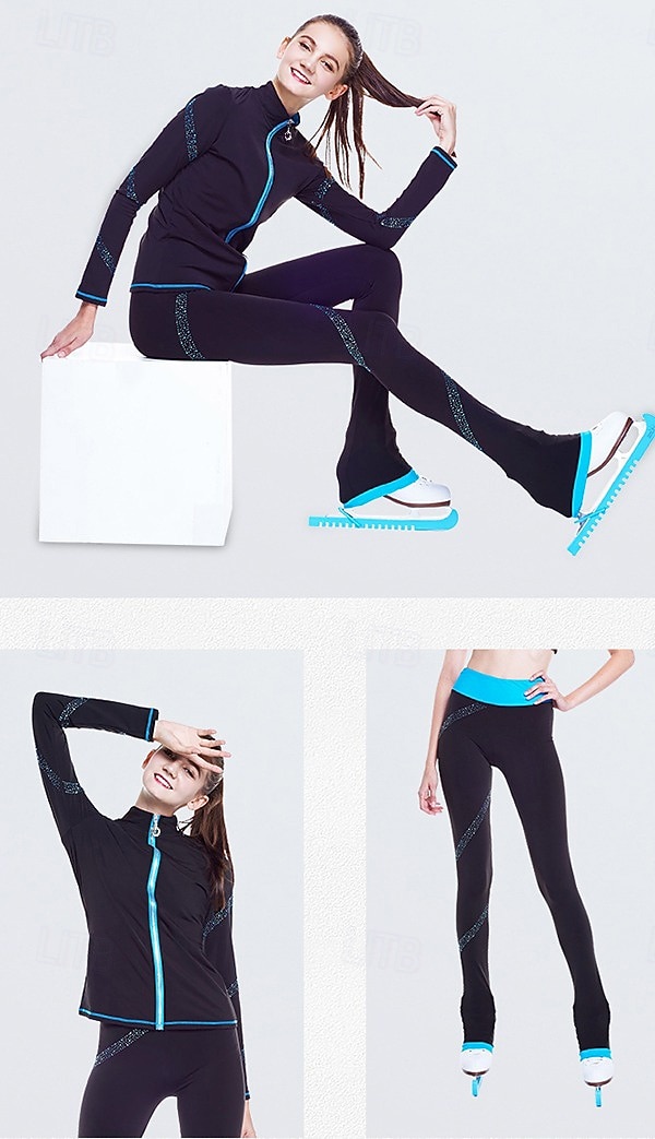 Eiskunstlauf-Jackett und -Hose Damen Mädchen Eislaufen Hosen / Regenhose Leggings Austattungen Schwarz Blau Fuchsie Vlies Spandex elastisch Ausbildung Praxis Wettbewerb Eiskunstlaufkleidung warm 2026 - $121.99 –P10