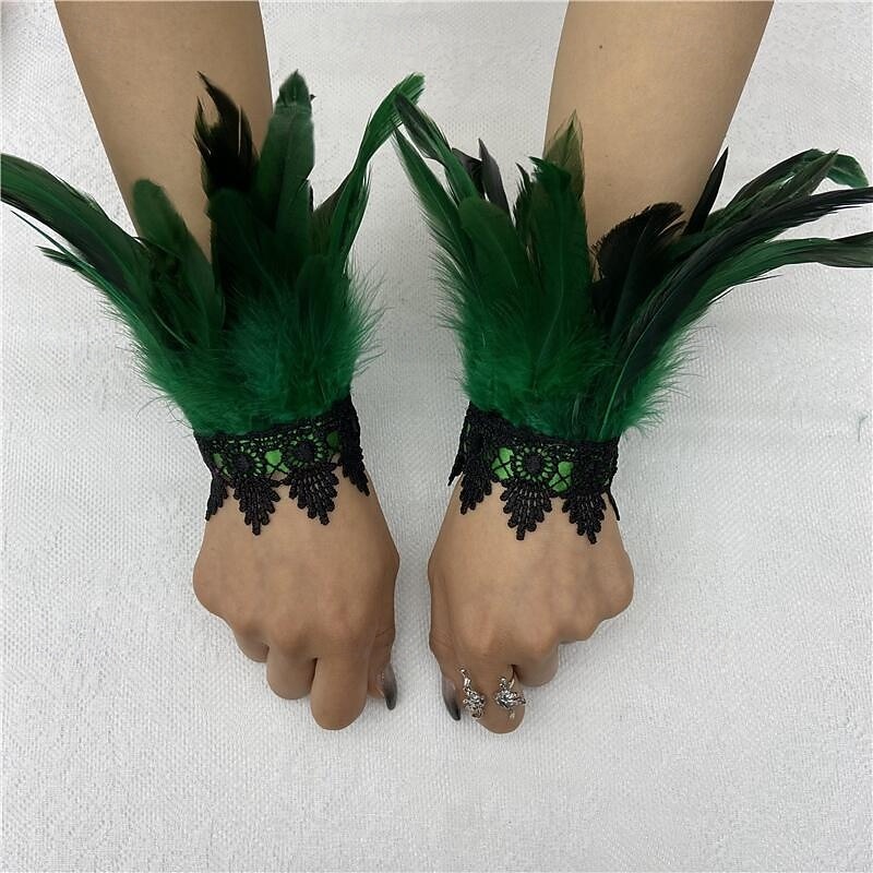 Carnaval 2026 Accesorios de Samba del Carnaval de Río Muñequeras de Plumas Negras con Encaje - Pulseras Elegantes para Fiestas Gatsby Disfraz de Festival de Brasil 2026 - $8.99 –P6