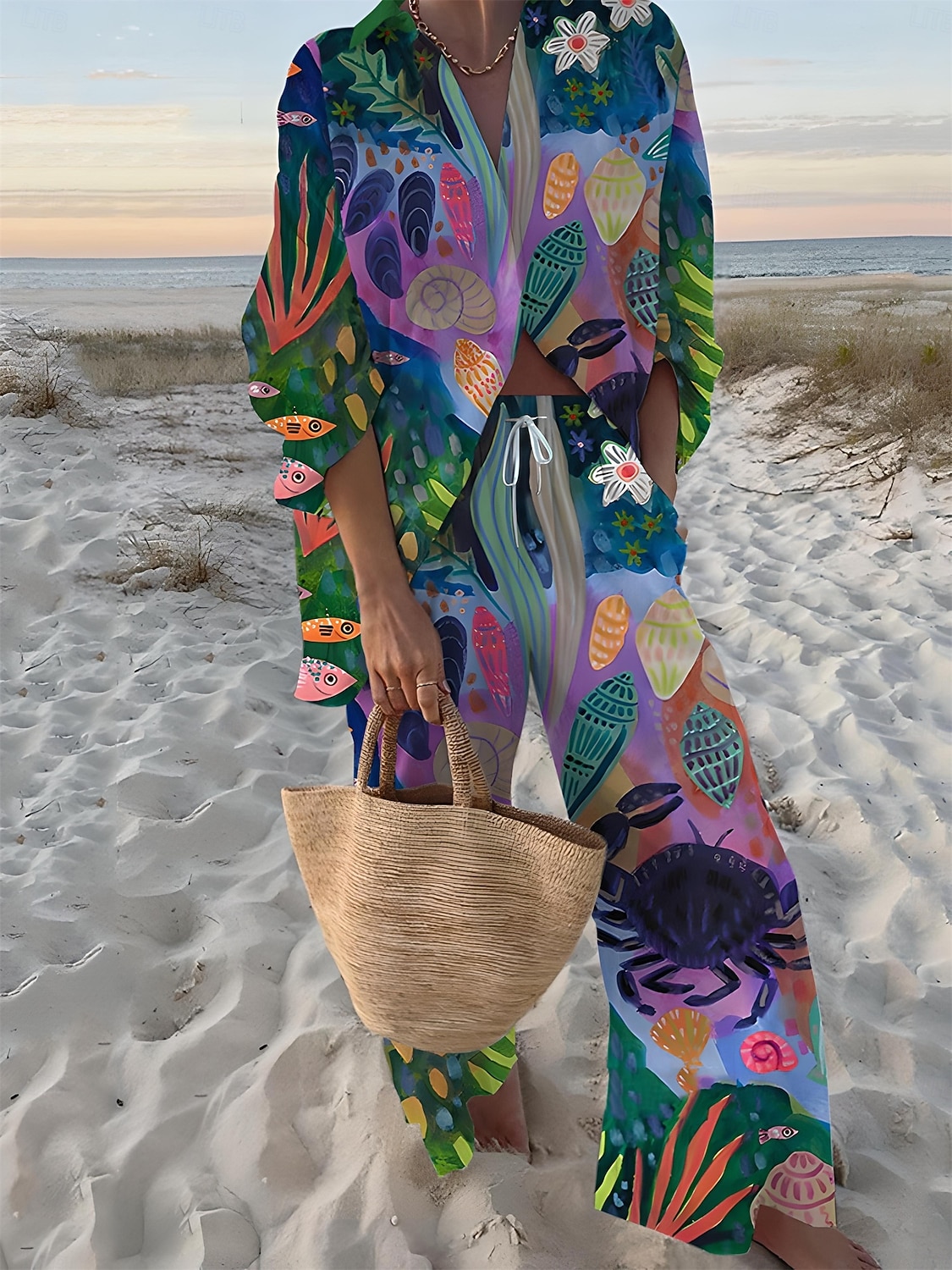 Mulheres Camisa Social Conjunto com toque de linho Conjuntos de linho de algodão Calças de linho Calças Manga Longa Colarinho de Camisa Bloco de cor Patchwork Moda Roupa de rua Roupa Diária Encontro de 2026 por $39.99 –P1