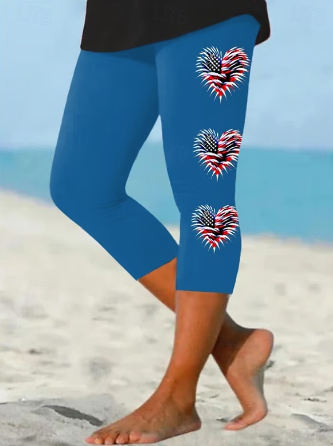 Giorno dell'Indipendenza Maglietta da Donna Patriottica Pantaloni Capri Leggings Vacanza Vintage Moda Lunghezza Polpaccio Vita Media Grafica Bandiera Print Comfort Morbido Traspirante Elasticizzato del 2026 a $19.99 –P3