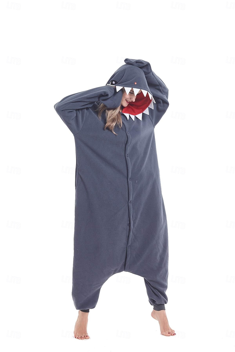 Pijamale Kigurumi Costum de grup Costumul Onesie Animal Rechin Cald Confortabil Capișon Lână  Adulți Bărbați Pentru femei Unisex Halloween Carnaval Petrecere Performanță homewear Îmbrăcați-vă 2026 - $41.99 –P4