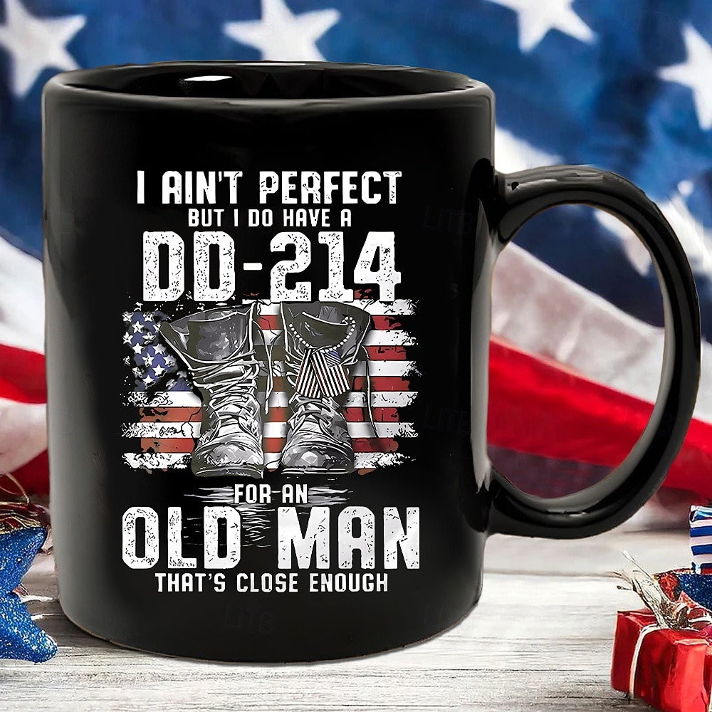 DD-214 Veteran Gift Mug - 'I Ain't Perfect But I Do Have A DD-214 For An Old Man That's Close Enough' Design Proud Veteran Coffee Cup with Patriotic Theme 2026 - $16.99 –P4