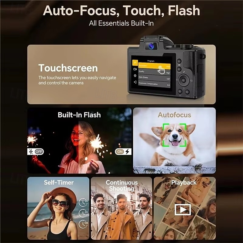 8K Mirrorless DSLR Camera with Optical Zoom Dual Front & Rear Cameras Retro Design Beginner-Friendly HD Travel Vlogging Portable Photography Camera for Students Valentine's Day Gift 2026 - $153.99 –P4