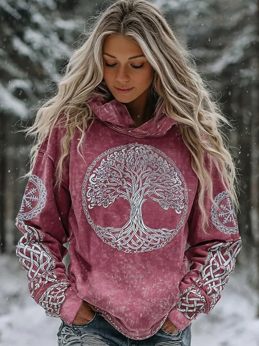 Dame Pullover hettegenser-genser Grafisk Dyr Batikkfarget Elegant Punk Årgang Langermet Med hette Vanlige topper Avslappet Hjem Gate Blå Svart Rosa Vår Høst 2026 - SGD S$41.59 –P1