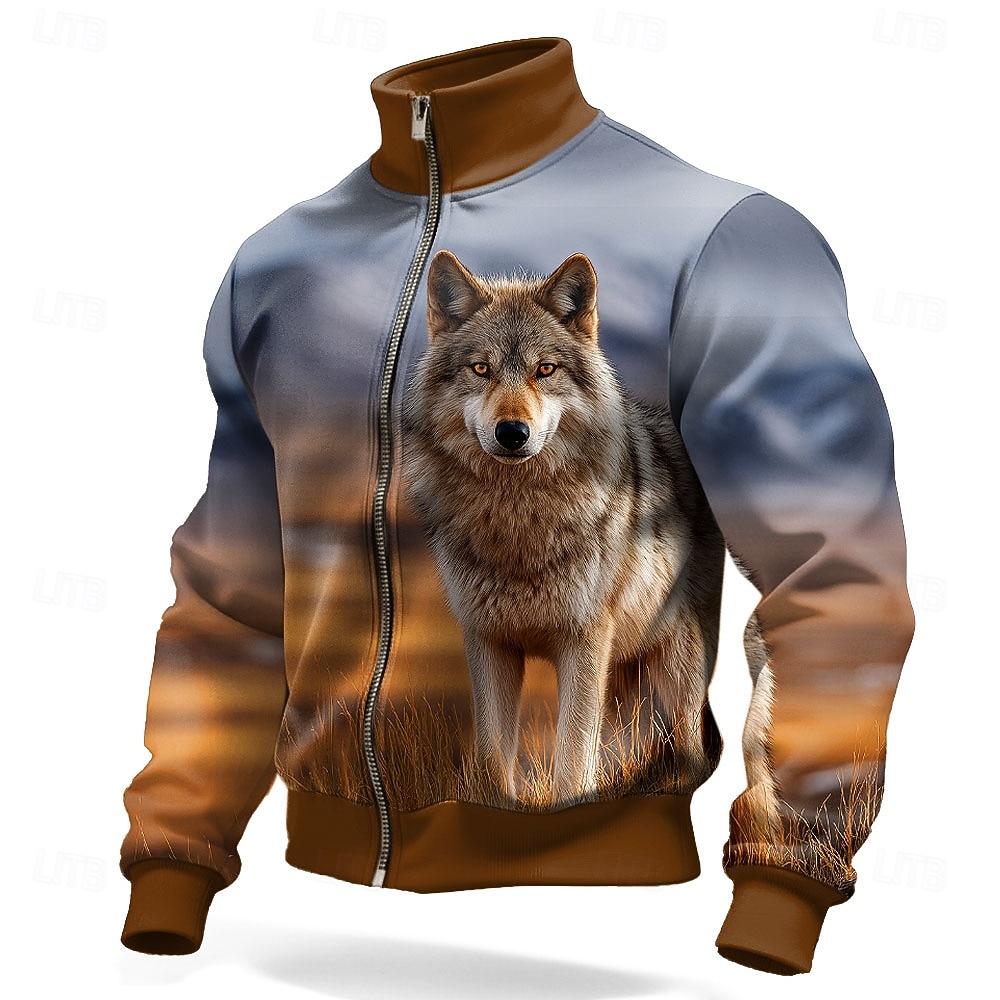 Hombre Animal Lobo Impresión 3D Chaqueta Sudadera Moda Diario Táctico Caza Escote Chino Exterior Ropa de calle Fiesta Marrón Marrón 2 Marrón 3 Cerrar Primavera Otoño Diseñador S M L XL XXL XXXL 2026 - $30.99 –P1