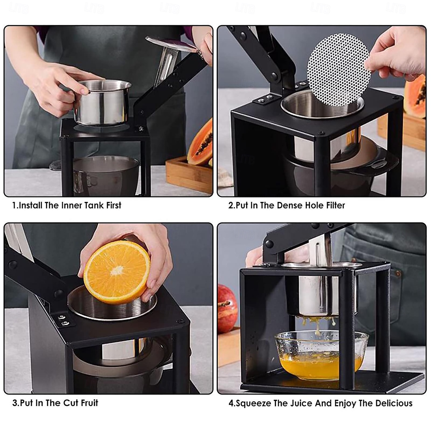 handmatige citroenpers, sinaasappelpers, handmatige citruspers, zware fruitpers, handmatige keukensapcentrifuge voor restaurant- en thuisgebruik 2026 - $68.99 –P3