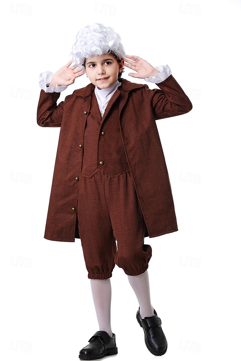 250e jubileum VS Rococo Barok Outfits Lange Mouwen George Washington Koloniaal Onafhankelijkheidsoorlog Kostuum Jongens Carnaval Independence Day 4 juli Kinderen Jas Broeken Kraag 2026 - $46.99 –P7