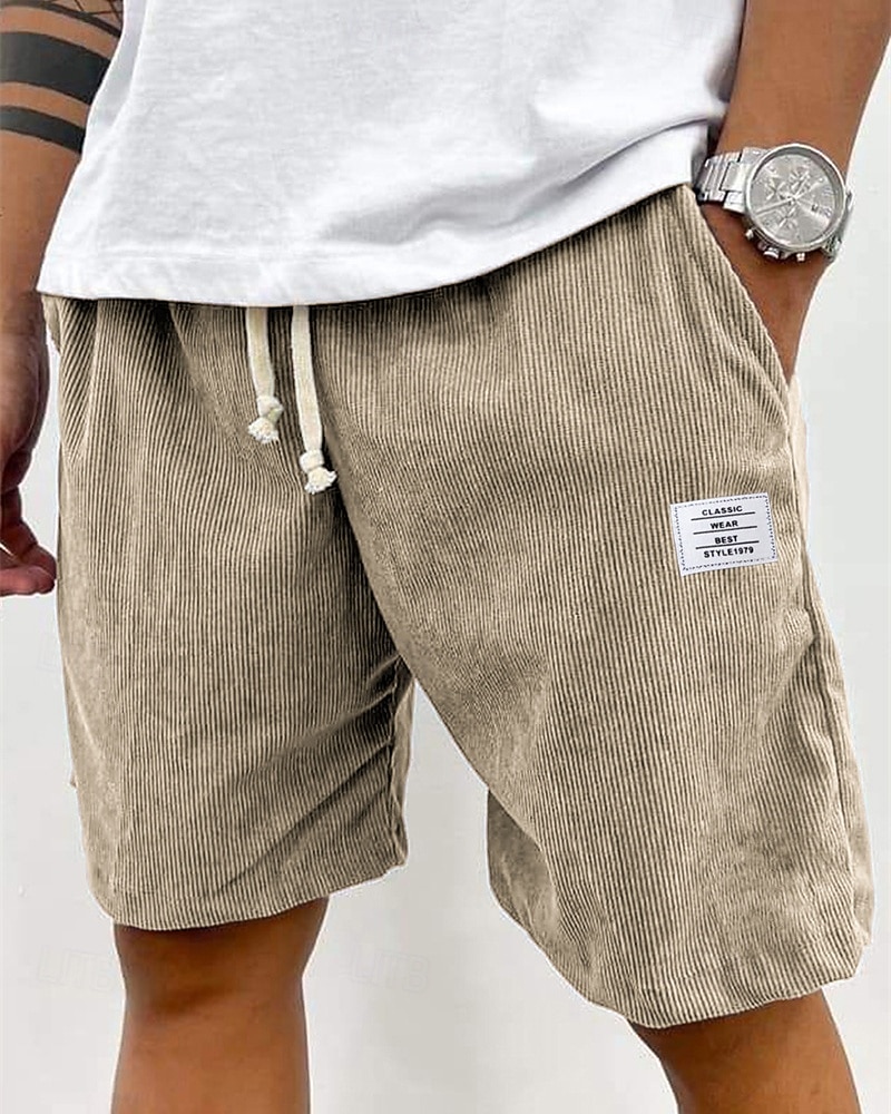 Herren Shorts Freizeitshorts Cordshorts Tasche Elastischer Bund Einfach Komfort Atmungsaktiv Knielang Outdoor Urlaub Alltagskleidung Urlaub Mode Schwarz Weiß Mikroelastisch 2026 - $11.49 –P9