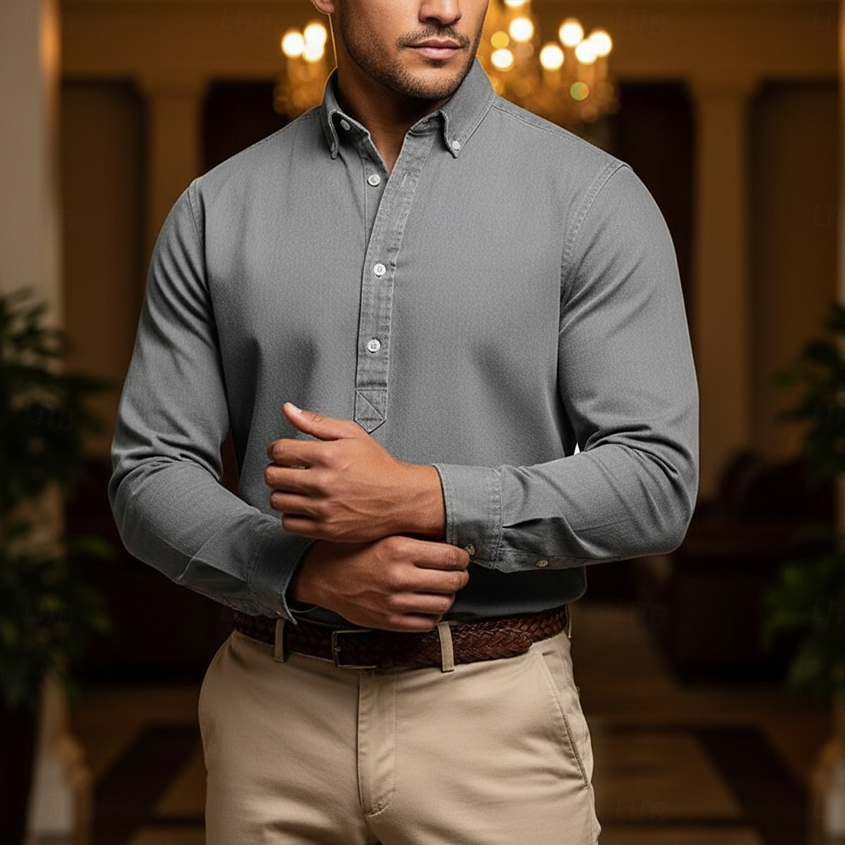 Per uomo Camicia popover Camicia Oxford Blu denim Nero Bianco Blu marino Blu scuro Manica Lunga Semplice Colletto italiano visibile Casuale All'aperto Tasca Abbigliamento Neutro Moda Quotidiano Casual del 2026 a $24.99 –P1