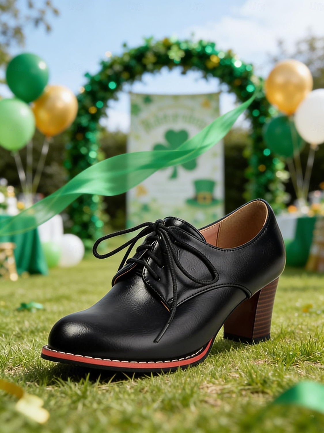 Γυναικεία oxfords με πράσινα τακούνια για την ημέρα του Αγίου Πατρικίου - vintage παπούτσια με κορδόνια και τακούνι για εορταστικά πάρτι και παρελάσεις 2026 - $59.99 –P8