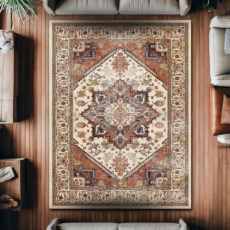 Vintage persisk matta, fläckbeständig och lätt att rengöra, etnisk soffpläd, halkfri sängmatta i sovrummet, slitstark och elegant golvdekor i vardagsrummet 2026 - $3.99 –P22