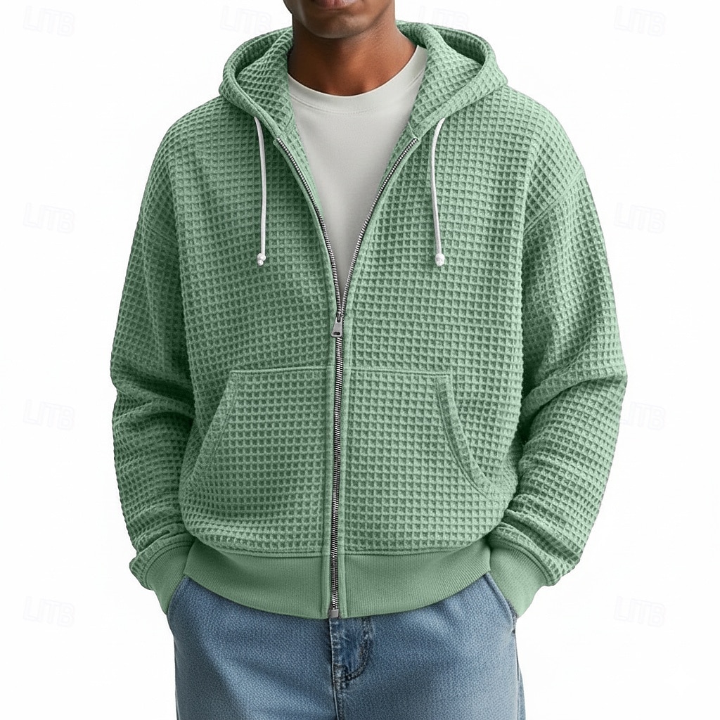 Per uomo Felpa con cappuccio Felpa con cappuccio a zip intera Felpa con cappuccio a nido d'ape Aalbicocca Bianco Rosso Blu marino Verde scuro Con Cappuccio Semplice Cerniera Testurizzato Casuale del 2026 a $34.99 –P6