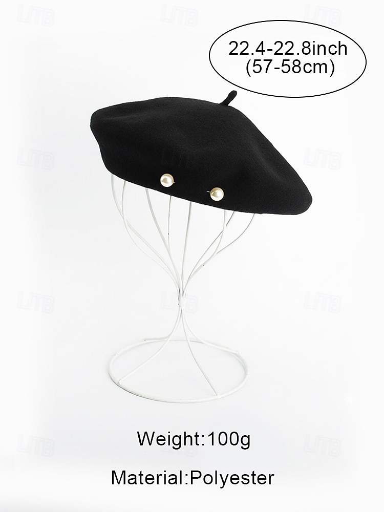 Women's Polyester Faux Wool Beret – Pearl Decoration, Multiple Colors, Elegant and Stylish for Fall and Winter Fashion 2026 - $11.99 –P11