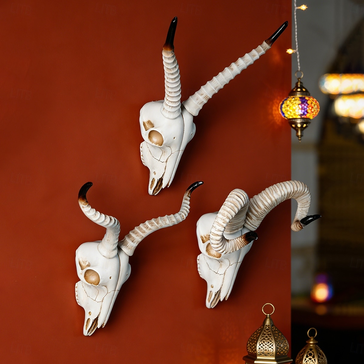 Decor de perete nordic cu craniu de animal viking, ornament suspendat din rășină cu craniu de berbec artificial, pentru casă, bar &decorațiuni de perete pentru restaurant, petrecere &recuzită 2026 - $34.99 –P1
