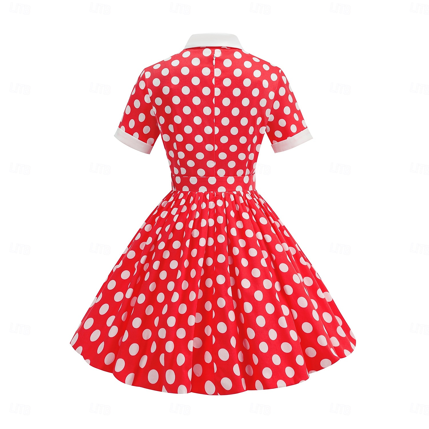 1950er Retro Vintage Rockabilly Knielang Swing-Kleid Ausgestelltes Kleid Kurze Ärmel Tupfen Tailliert und ausgestellt Kostüm Mädchen Karneval Valentinstag Lässig Heimkehr Retro-Mottoparty Kinder Kleid 2026 - $65.99 –P14