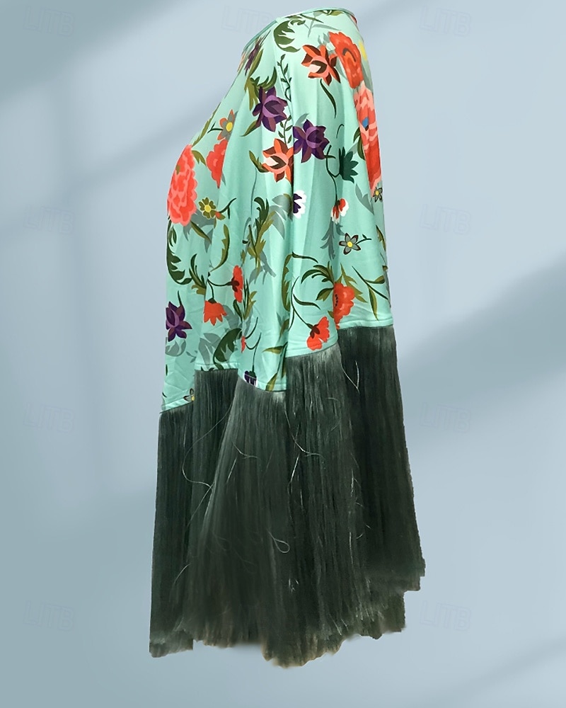 Women's Blouse Tassel Print Floral Active Stylish Long Sleeve Crew Neck Regular Tops Daily Holiday Going out Blue Yellow Summer Spring 2026 - $44.99 –P7