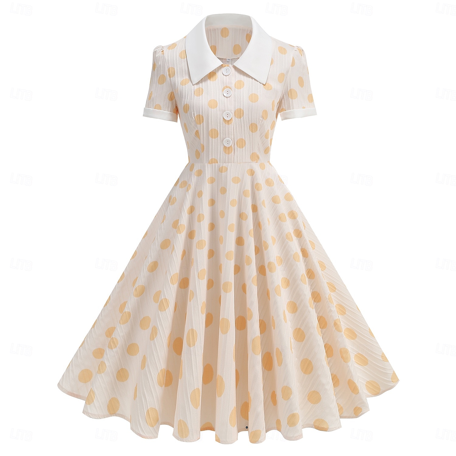 1950er Retro Vintage Rockabilly Midlänge Swing-Kleid Ausgestelltes Kleid Kurze Ärmel Tupfen Tailliert und ausgestellt Kostüm Damen Karneval Valentinstag Lässig Heimkehr Retro-Mottoparty Erwachsene 2026 - $52.99 –P15
