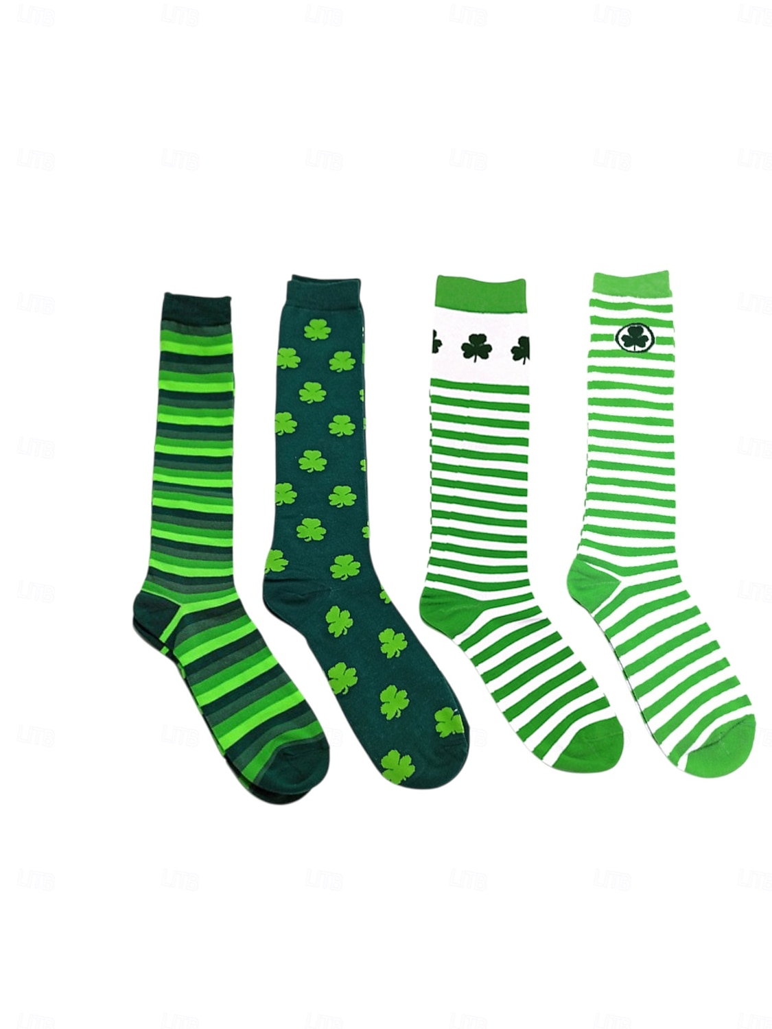 Calcetines de rayas verdes para hombre con diseño de trébol para el Día de San Patricio: perfectos para ocasiones festivas y celebraciones. 2026 - $9.99 –P2