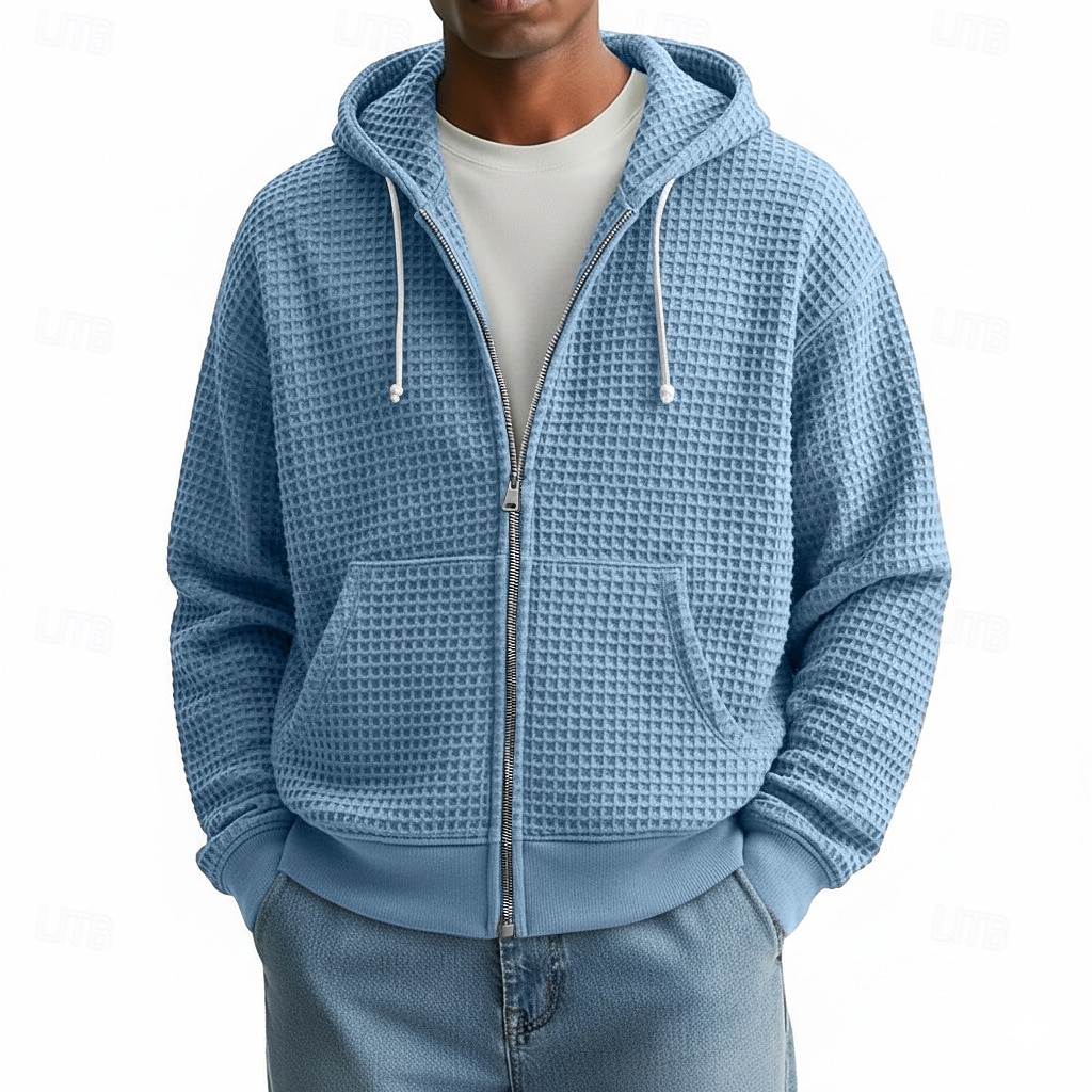 Per uomo Felpa con cappuccio Felpa con cappuccio a zip intera Felpa con cappuccio a nido d'ape Aalbicocca Bianco Rosso Blu marino Verde scuro Con Cappuccio Semplice Cerniera Testurizzato Casuale del 2026 a $34.99 –P7