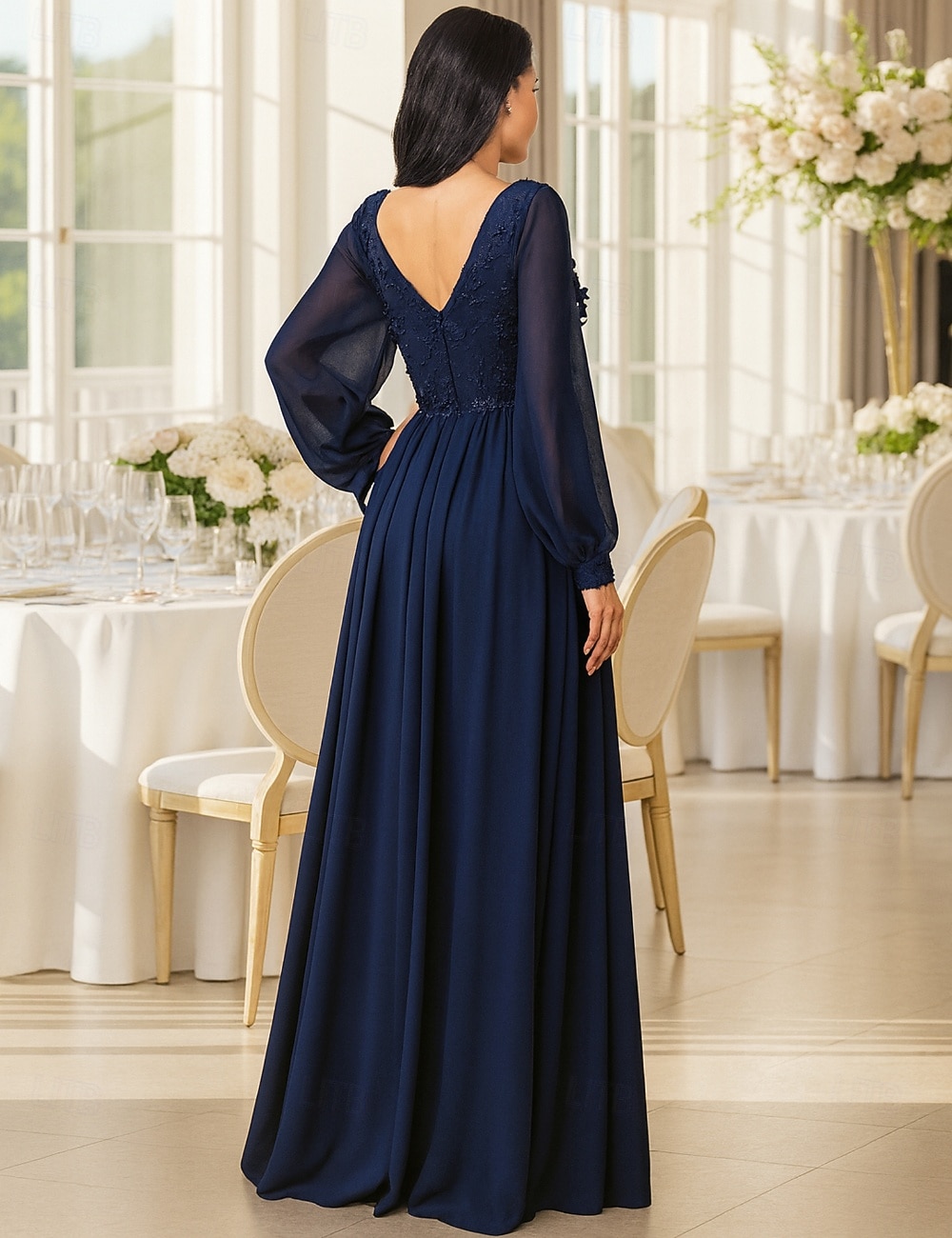 Sukienki A-Line na długość podłogi sukienka formalna sukienka wieczorowa sukienka matki panny młodej sukienka z długim rękawem dekolt w serek elegancka vintage z koralikami 2026 - $87.99 –P2