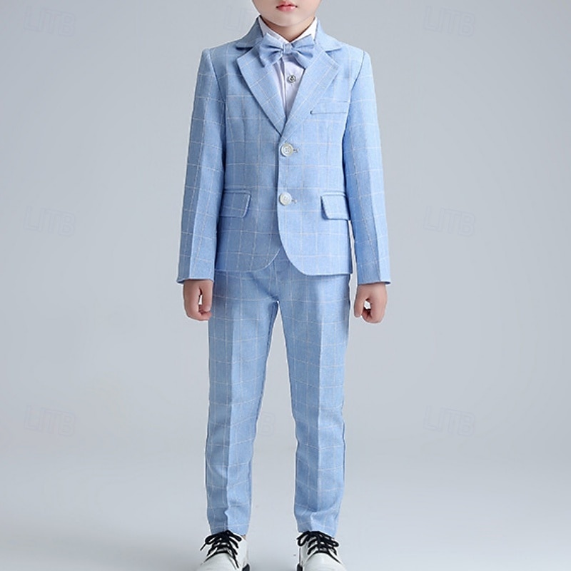 Costume quatre pièces pour garçon d'honneur, avec blazer. & pantalon  &chemises &Costume garçon avec cravate, tenue formelle, décontractée, pour les fêtes en extérieur, mode, basique, à carreaux, de 2026 ? $54.99 –P3