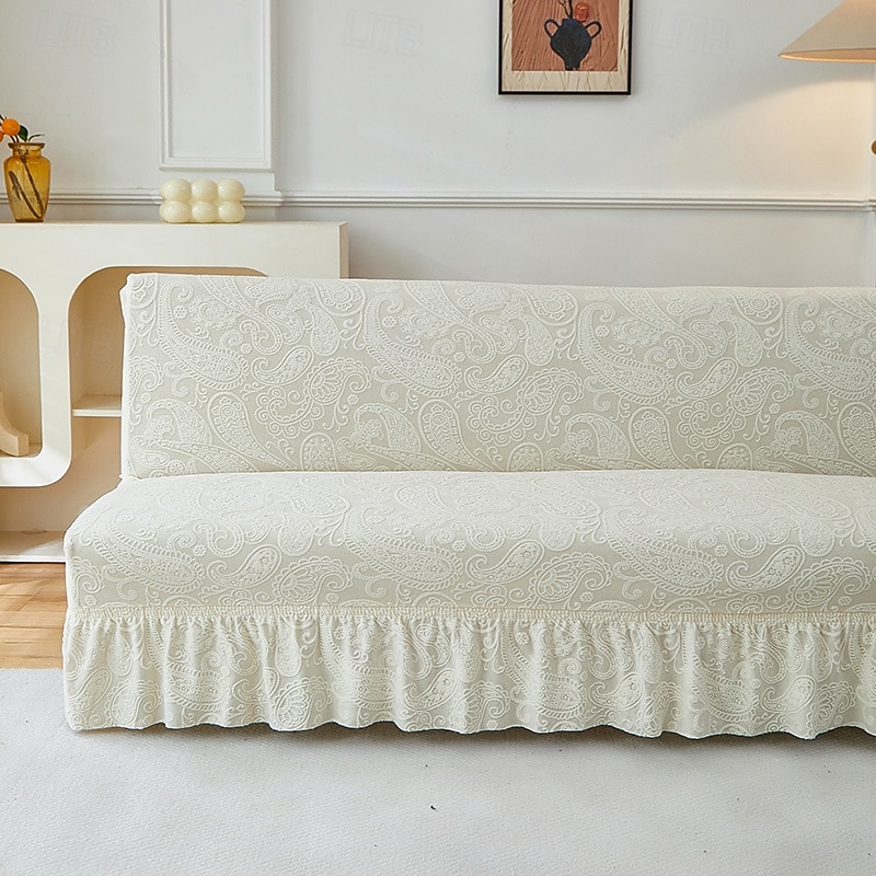 2 eri kokoa hameen helmatyylinen jacquard-kangas käsinojaton vuodesohvan päällinen sohvan uudenvuoden koristepäälliset joustava suoja joustava penkin päällinen 2026 - $97.99 –P5