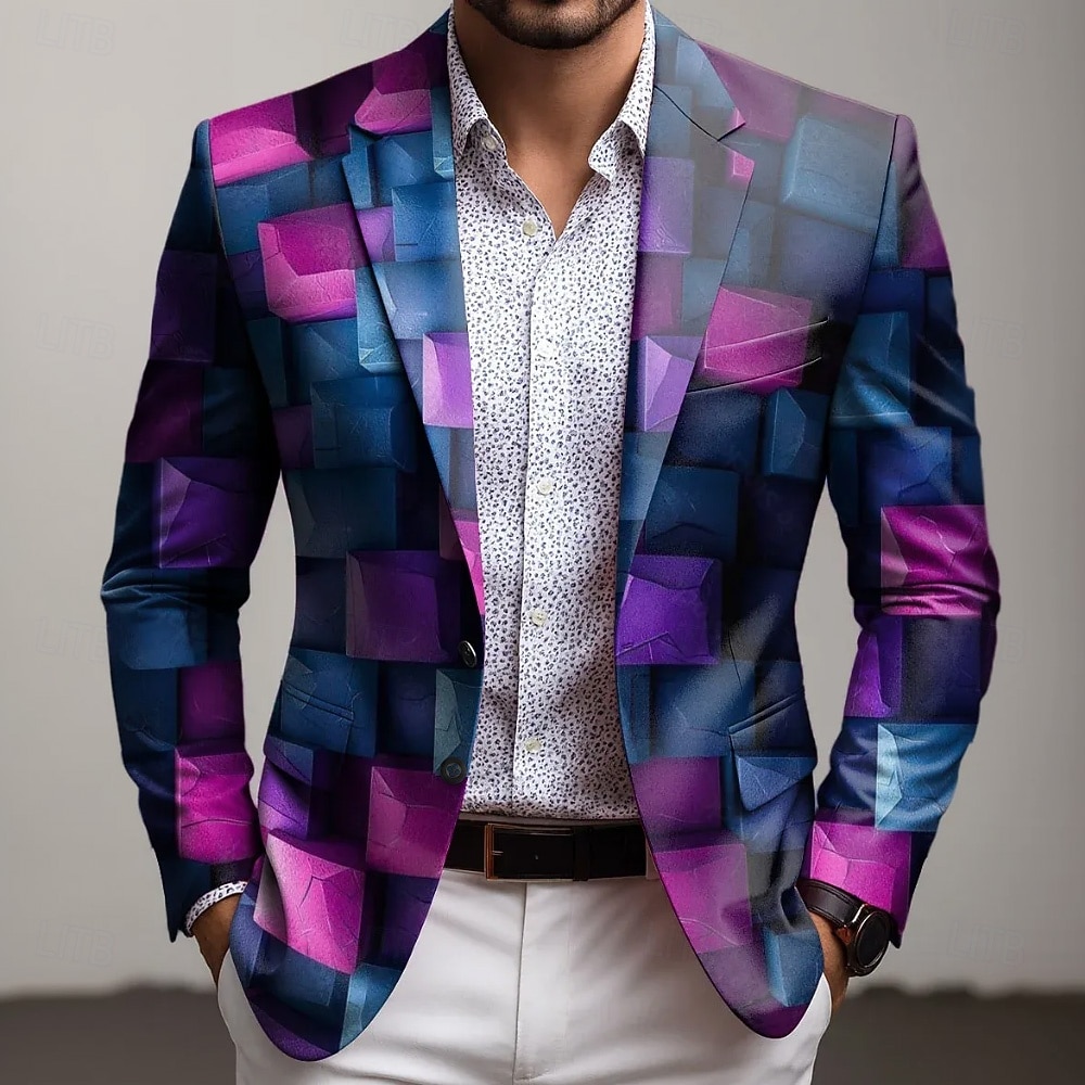 Ανδρικά Συνδυασμός Χρωμάτων Γεωμτερικό Μπουφάν μπλέιζερ Παλτό Άνετο Αναπνέει Καλλιτεχνικό Καθημερινό Causal Καθημερινά Βραδινό Ρούχα για Πάρτυ 3D εκτύπωση Κουμπιά Πολλαπλή τσέπη Όλες οι εποχές Εγκοπή 2026 - $85.99 –P1
