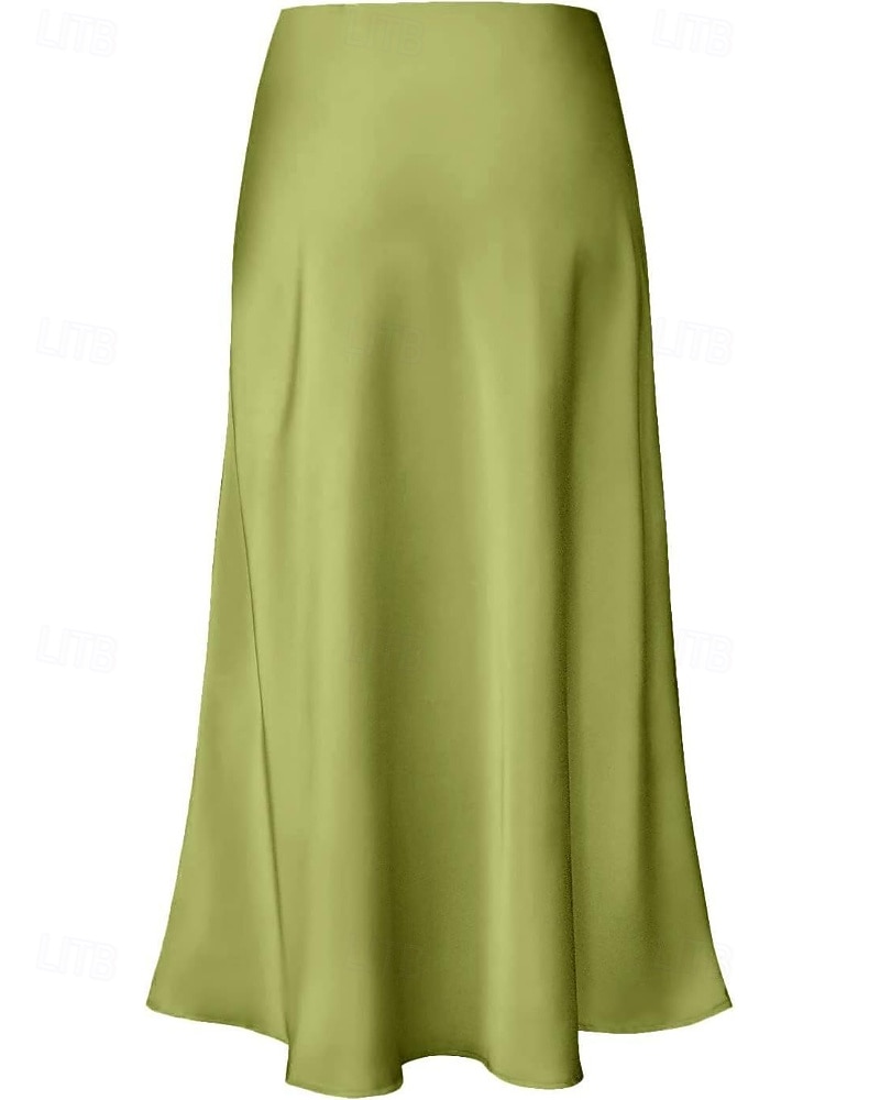 Mujer Elegante Moda Maxi Alta cintura Faldas Plano Frunce Rígido Diario Calle Negro Champaña Verde Ejército Verde Trébol Verano 2026 - $21.99 –P11