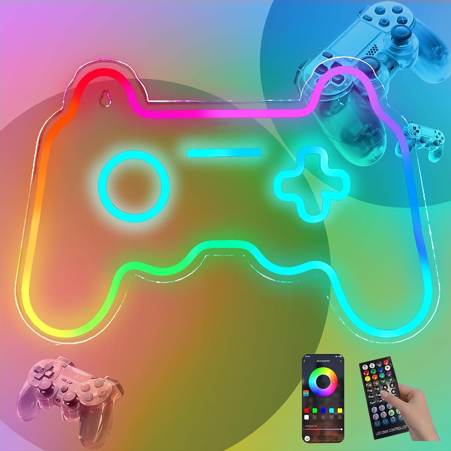 Lumières néon colorées, salle d'e-sport, salle de jeux, appliques murales décoratives RGB, suspensions, télécommande USB de 2026 ? $41.59 –P2