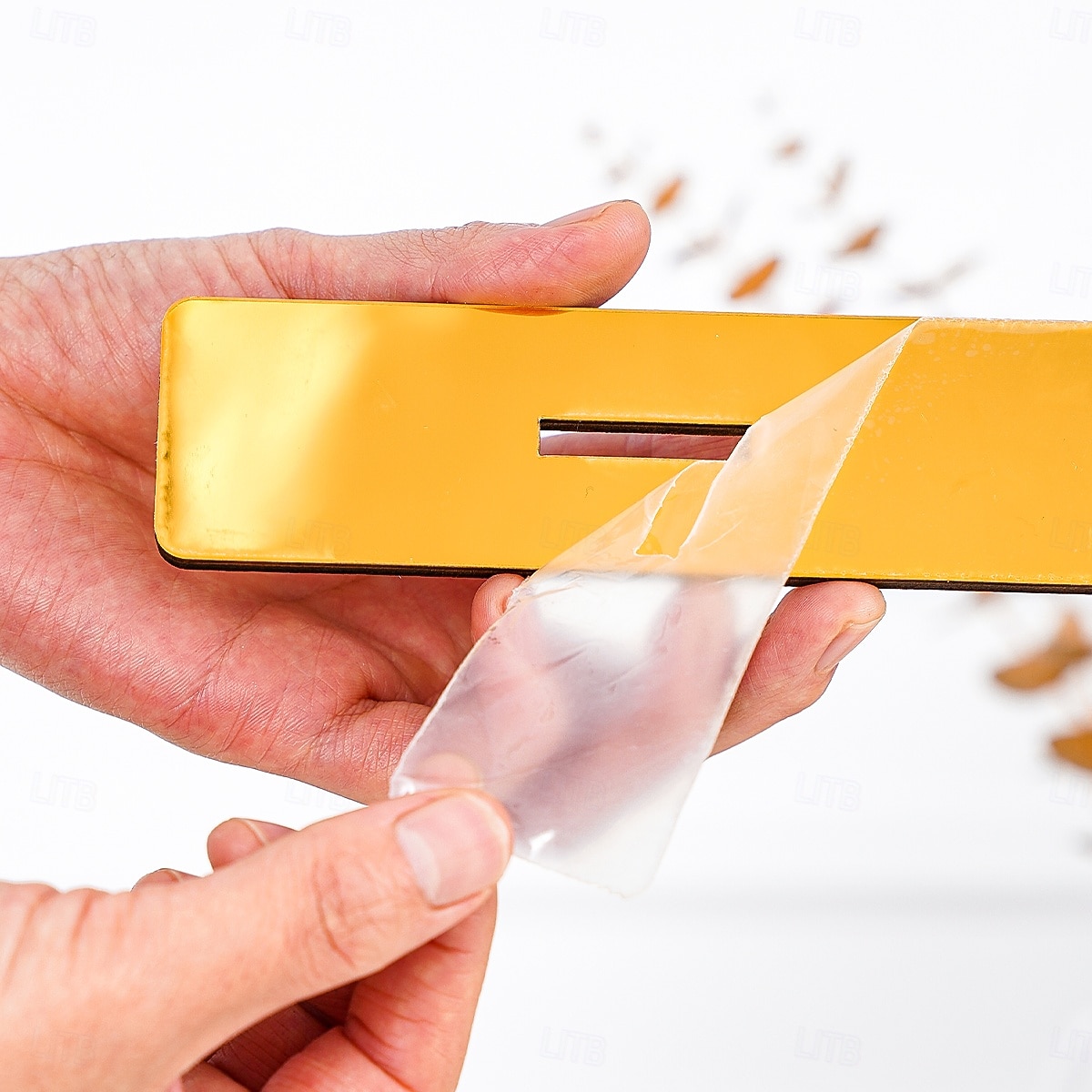 drewniana, pusta dekoracja z motywem księżyca i literą „mubarak” na ramadan i eid – złoty lustrzany akcent, idealna na ramadan, islamskie dekoracje świąteczne i domowe przyjęcia 2026 - $15.99 –P7