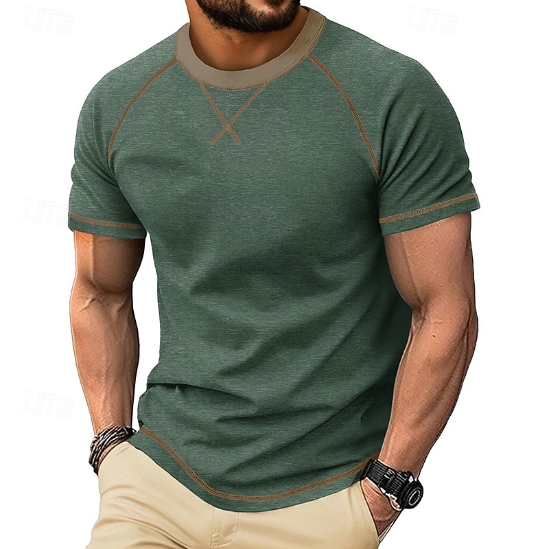 Bărbați Tricou Manșon scurt Stil Nautic Vară Primăvară Culoare solidă Elegant Neutru Zilnic Crewneck Casual Casă În aer liber Roșu Top tricou pentru bărbați 2026 - $18.99 –P7