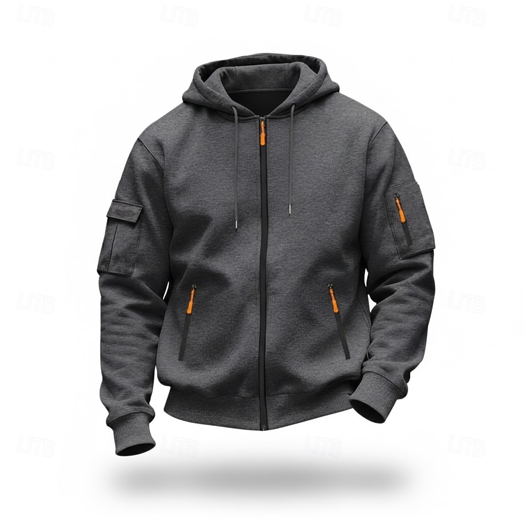 Pánské Kapuce Mikina s kapucí na zip Fleecová mikina Černá Námořnická modř Velbloudí Světle šedá Tmavě šedá Kapuce Bez vzoru Slátanina Sporty a outdoor Denní Dovolená Polyester Šik ven Základní Na 2026 - $29.99 –P5
