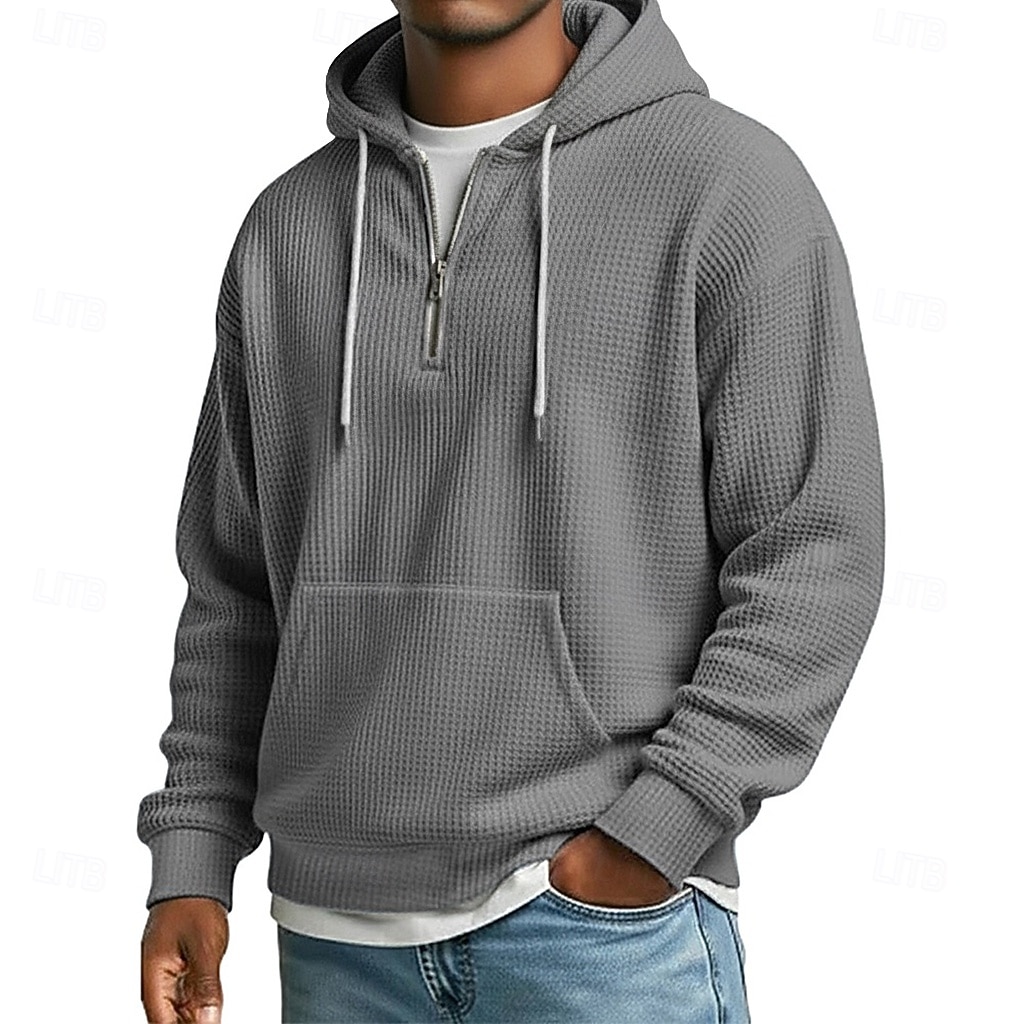 Per uomo Felpa con cappuccio Felpa con cappuccio a nido d'ape Blu Nero Verde chiaro Verde militare Viola Con Cappuccio Semplice Tasca a marsupio Sport & Outdoor Casuale Quotidiano senza stampa del 2026 a $28.99 –P8