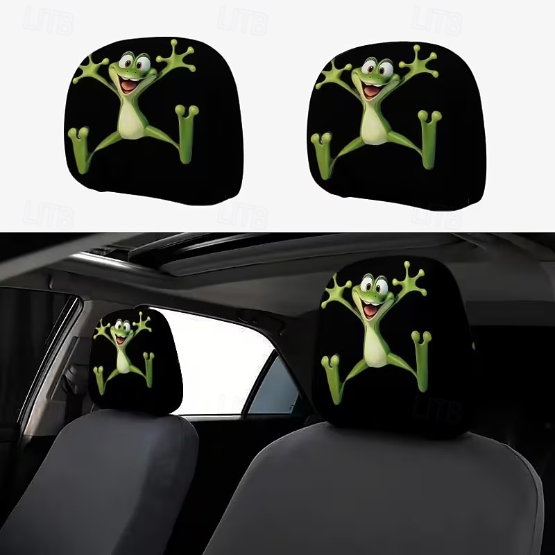 2 יחידות כיסויי משענות ראש לרכב עם הדפסה מצוירת של חיות חמודות, ללא מילוי, אביזרי פנים לרכב, כיסויי משענות ראש אוניברסליים לרכב, קישוטי פנים לרכב, מתאים לשימוש בכל מזג אוויר ללא מילוי 2026 - $8.99 –P1