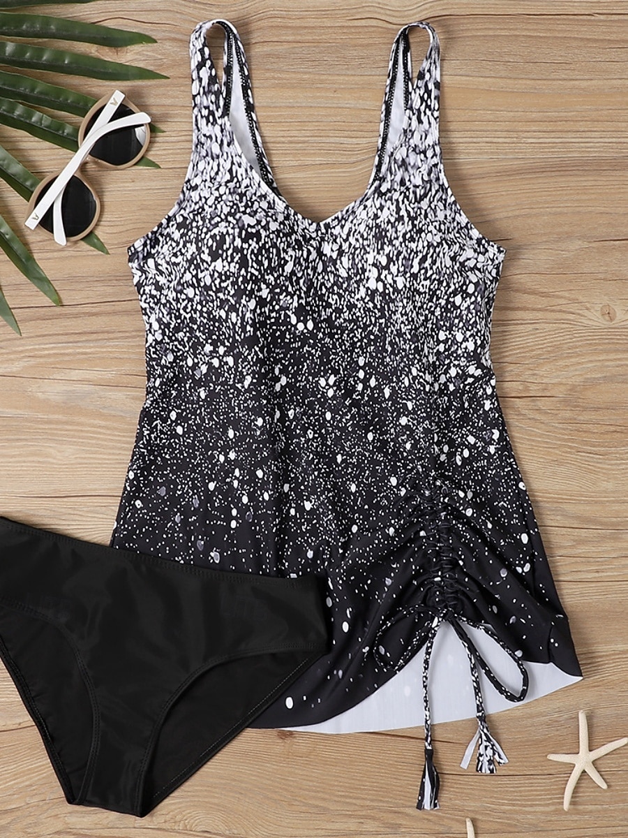 Costum de baie pentru femei tankini 2 piese cu slipuri cu control al burticii talie înaltă cu spatele gol pentru vacanțe la plajă cu gradient cu fluturi cu guler V fără mâneci 2026 - €18.99 –P9