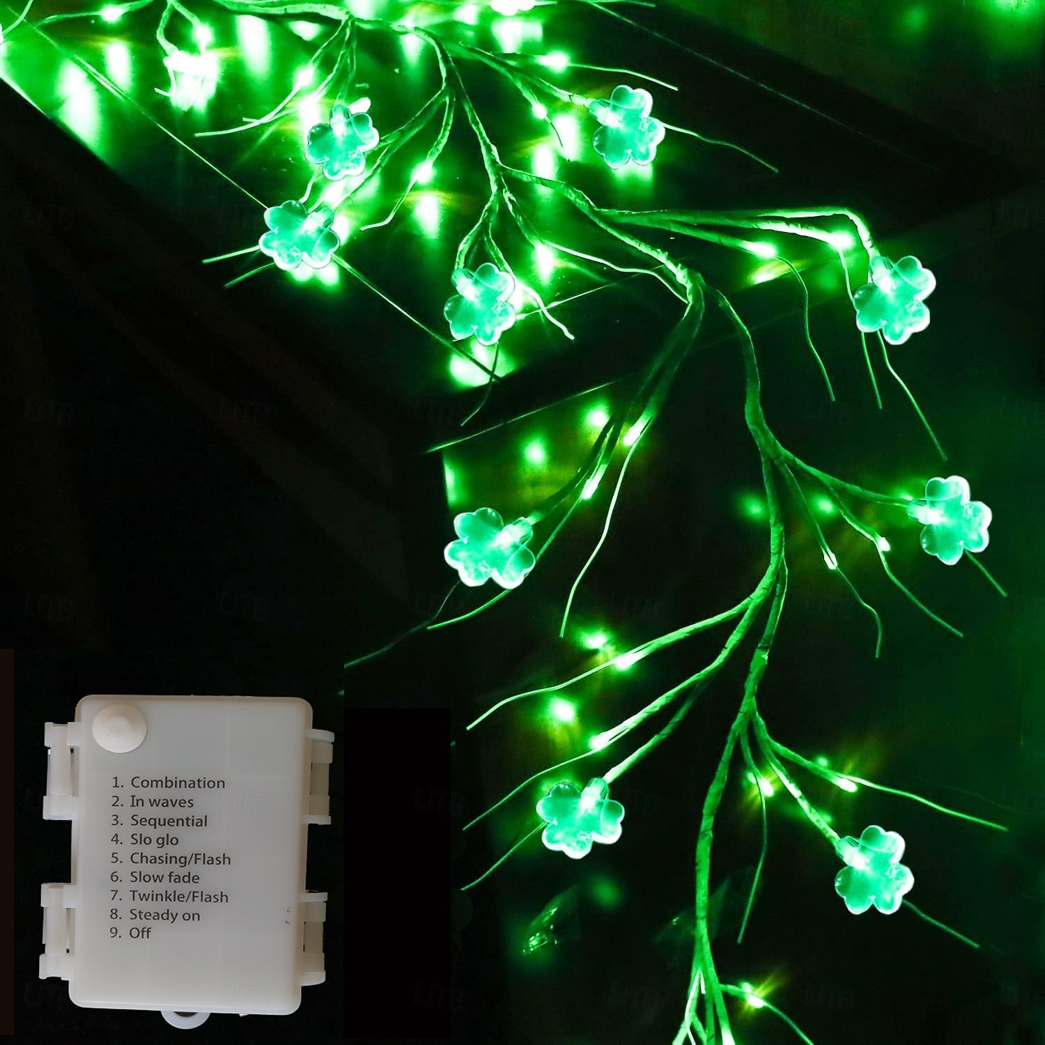 2026年 聖パトリックの日、アイリッシュクローバーライト（1.8m、45LED、AAA8電池ボックス付き）、屋内、寝室、リビングルーム、ダイニングルーム、パーティー、お祭りの雰囲気作り、装飾小道具  コレクション – $23.99 –P2
