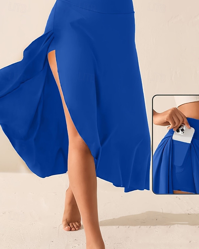 Mulheres Elegante Estilo bonito Médio Cintura Alta Saias Tecido Franzido Hem irregular Sem Elasticidade Diário Praia Preto Vermelho Azul Roxo Verão de 2026 por $16.99 –P7