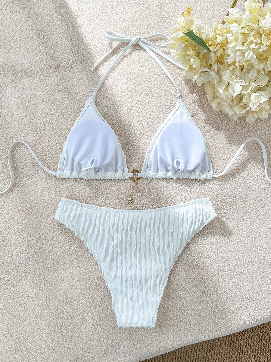 Women's Bikini 2 Piece Swimsuit Skirt Slim Backless Vacation Beach Wear Solid Color Halter Neck Sleeveless Bathing Suits 2026 - $22.99 –P11