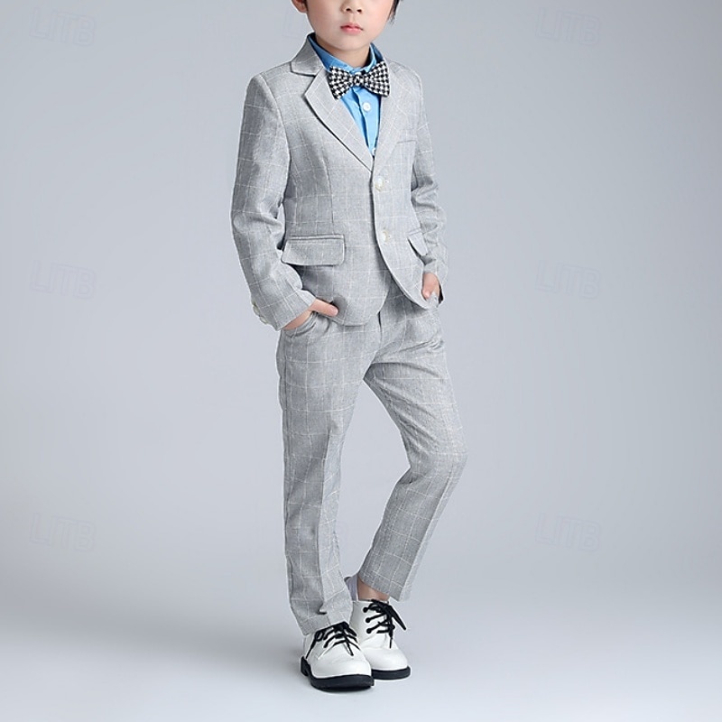 Costume quatre pièces pour garçon d'honneur, avec blazer. & pantalon  &chemises &Costume garçon avec cravate, tenue formelle, décontractée, pour les fêtes en extérieur, mode, basique, à carreaux, de 2026 ? $54.99 –P10
