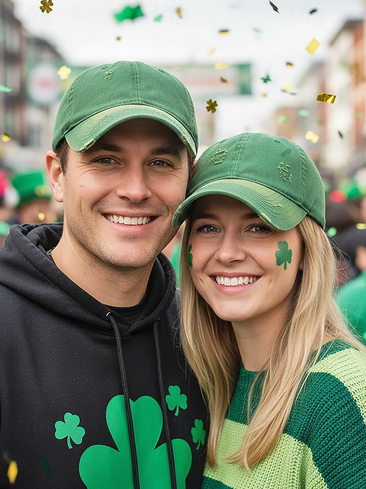 czapka baseballowa z bawełny z gradientem, unisex, ze zniszczonym wzorem, dostępna w wielu kolorach, idealna na dzień św. Patryka i do noszenia na co dzień 2026 - $14.99 –P1