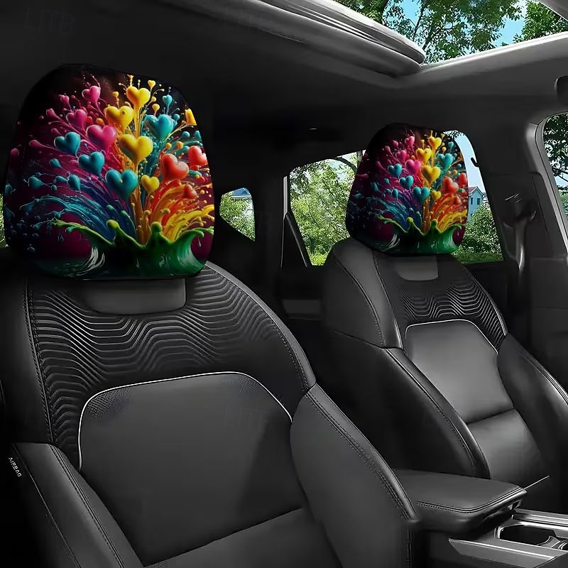 2pcs Cute Flower Love Heart Print Headrest Covers, Valentine's Day Heart-Eyed Girl Car Headrest Protector, Interior Decor, No Filling, Easy to Install and Wash, Suitable for Long-Distance Travel Naps 2026 - $14.99 –P4