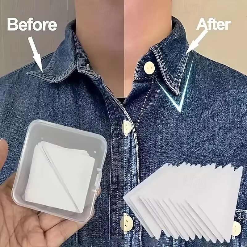 100 db-os póló- és inggallérmatrica, állítható és kényelmes gallérrögzítőkkel, tökéletes az inggallérok rendezett és ropogós tartása érdekében, ideális munkába és hétköznapi viseletre 2026 - $17.99 –P1