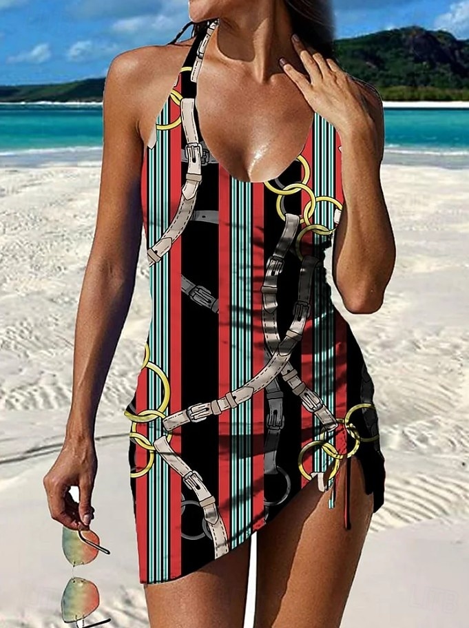 Mujer Bañadores Tankini Falda Traje de baño Elegante Vacaciones Floral Graphic Escote en Pico Sin Mangas Trajes de baño 2026 - $36.99 –P5