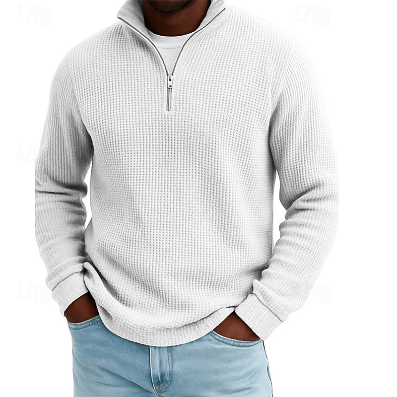 Férfi Gofris pólóingek Texturált Szabadtéri Hétköznapi Negyed irányítószám Hosszú ujj Divat Modern Tömör szín Texturált Kötött Ősz Tavasz & Ősz Ősz & tél Normál Sötétbarna Bor Fekete Fehér 2026 - $24.99 –P9